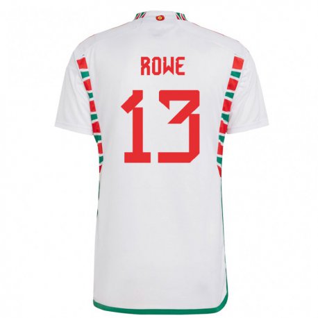 Kandiny Enfant Maillot Pays De Galles Rachel Rowe #13 Blanc Tenues Extérieur 22-24 T-shirt