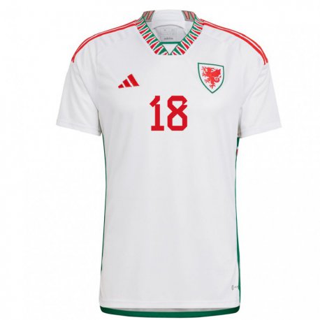 Kandiny Enfant Maillot Pays De Galles Charlie Estcourt #18 Blanc Tenues Extérieur 22-24 T-shirt