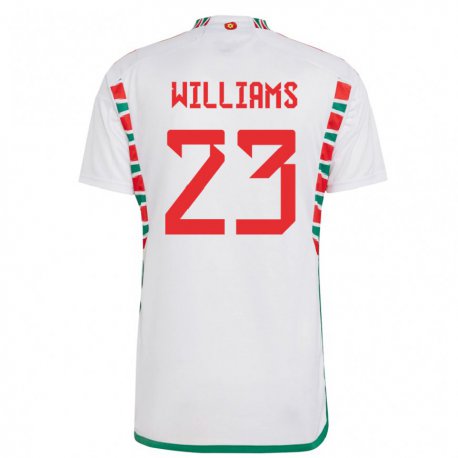 Kandiny Enfant Maillot Pays De Galles Chloe Williams #23 Blanc Tenues Extérieur 22-24 T-shirt