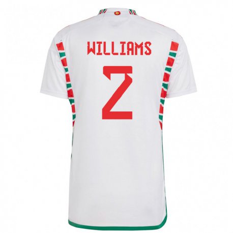 Kandiny Enfant Maillot Pays De Galles Alex Williams #2 Blanc Tenues Extérieur 22-24 T-shirt