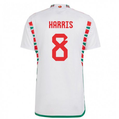 Kandiny Enfant Maillot Pays De Galles Luke Harris #8 Blanc Tenues Extérieur 22-24 T-shirt