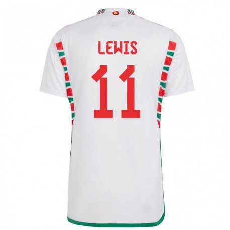 Kandiny Enfant Maillot Pays De Galles Sonny Lewis #11 Blanc Tenues Extérieur 22-24 T-shirt