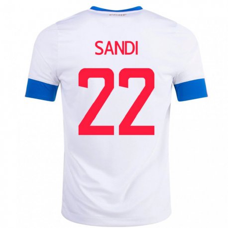 Kandiny Enfant Maillot Costa Rica Cristel Sandi #22 Blanc Tenues Extérieur 22-24 T-shirt