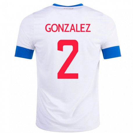 Kandiny Enfant Maillot Costa Rica Julian Gonzalez #2 Blanc Tenues Extérieur 22-24 T-shirt
