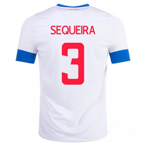 Kandiny Enfant Maillot Costa Rica Douglas Sequeira #3 Blanc Tenues Extérieur 22-24 T-shirt