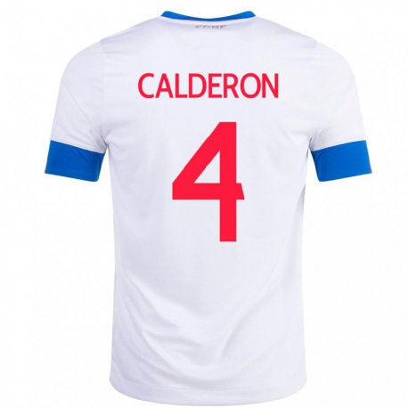Kandiny Enfant Maillot Costa Rica Brandon Calderon #4 Blanc Tenues Extérieur 22-24 T-shirt