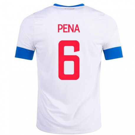 Kandiny Enfant Maillot Costa Rica Ricardo Pena #6 Blanc Tenues Extérieur 22-24 T-shirt