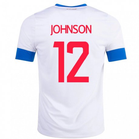 Kandiny Enfant Maillot Costa Rica Shawn Johnson #12 Blanc Tenues Extérieur 22-24 T-shirt