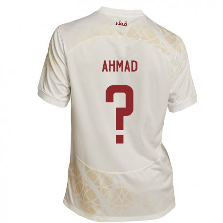 Kandiny Enfant Maillot Qatar Homam Ahmad #0 Beige Doré Tenues Extérieur 22-24 T-shirt