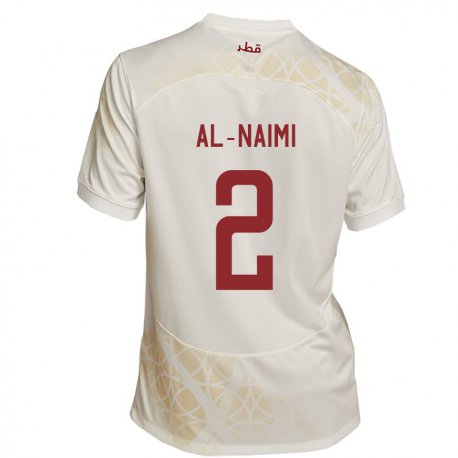 Kandiny Enfant Maillot Qatar Amna Al Naimi #2 Beige Doré Tenues Extérieur 22-24 T-shirt