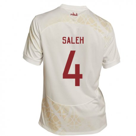 Kandiny Enfant Maillot Qatar Hagar Saleh #4 Beige Doré Tenues Extérieur 22-24 T-shirt