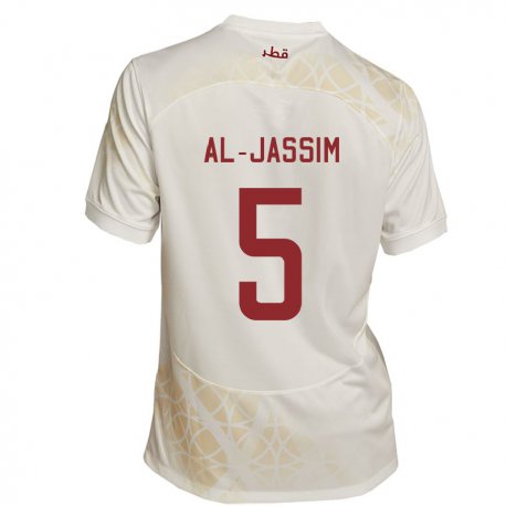 Kandiny Enfant Maillot Qatar Dana Al Jassim #5 Beige Doré Tenues Extérieur 22-24 T-shirt
