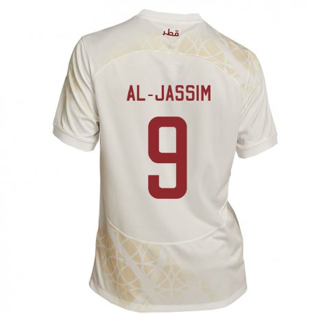 Kandiny Enfant Maillot Qatar Kholoud Al Jassim #9 Beige Doré Tenues Extérieur 22-24 T-shirt