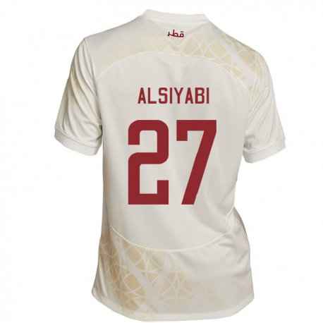 Kandiny Enfant Maillot Qatar Nasra Alsiyabi #27 Beige Doré Tenues Extérieur 22-24 T-shirt