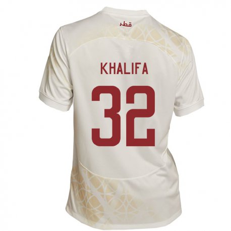 Kandiny Enfant Maillot Qatar Duana Khalifa #32 Beige Doré Tenues Extérieur 22-24 T-shirt