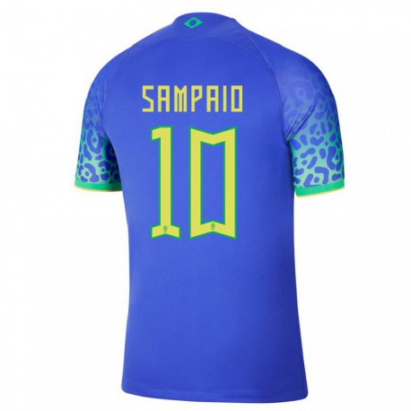 Kandiny Enfant Maillot Brésil Duda Sampaio #10 Bleu Tenues Extérieur 22-24 T-shirt