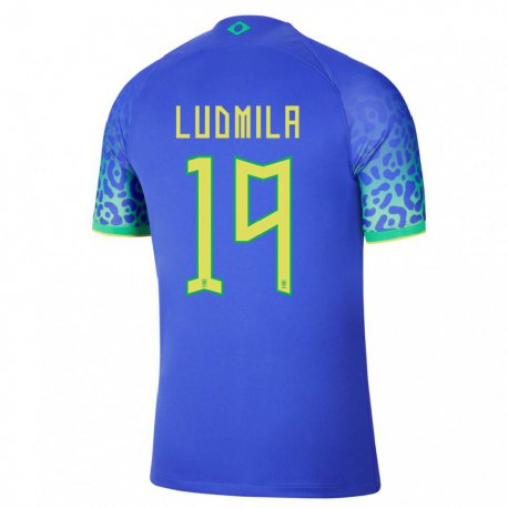 Kandiny Enfant Maillot Brésil Ludmila #19 Bleu Tenues Extérieur 22-24 T-shirt