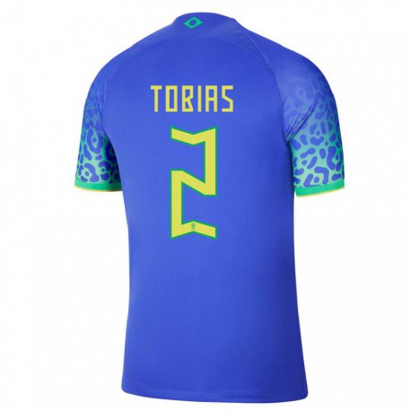 Kandiny Enfant Maillot Brésil Vinicius Tobias #2 Bleu Tenues Extérieur 22-24 T-shirt