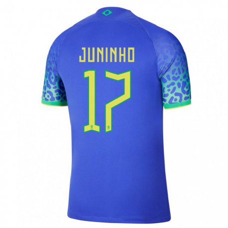 Kandiny Enfant Maillot Brésil Juninho #17 Bleu Tenues Extérieur 22-24 T-shirt