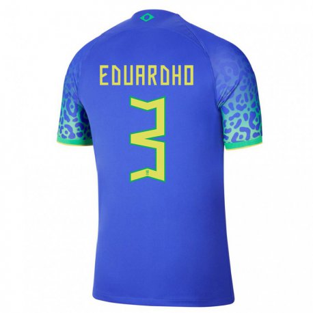 Kandiny Enfant Maillot Brésil Eduardho #3 Bleu Tenues Extérieur 22-24 T-shirt