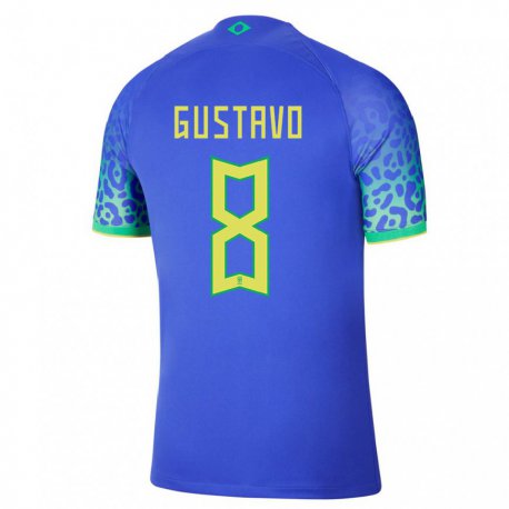 Kandiny Enfant Maillot Brésil Luiz Gustavo #8 Bleu Tenues Extérieur 22-24 T-shirt