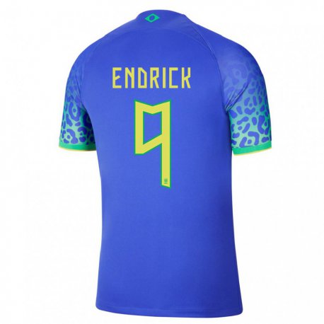 Kandiny Enfant Maillot Brésil Endrick #9 Bleu Tenues Extérieur 22-24 T-shirt