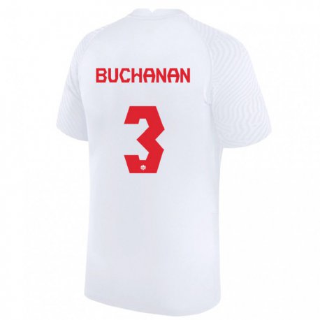 Kandiny Enfant Maillot Canada Kadeisha Buchanan #3 Blanc Tenues Extérieur 22-24 T-shirt