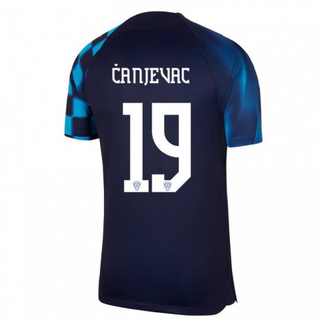 Kandiny Enfant Maillot Croatie Janja Canjevac #19 Bleu Foncé Tenues Extérieur 22-24 T-shirt
