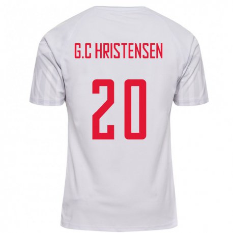 Kandiny Enfant Maillot Danemark Gustav Christensen #20 Blanc Tenues Extérieur 22-24 T-shirt