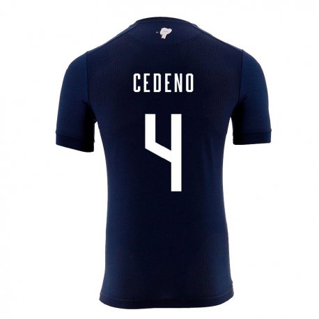 Kandiny Enfant Maillot Équateur Stefany Cedeno #4 Bleu Marine Tenues Extérieur 22-24 T-shirt