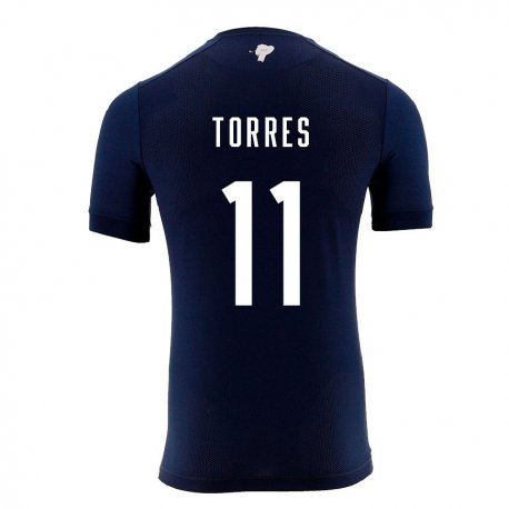 Kandiny Enfant Maillot Équateur Ambar Torres #11 Bleu Marine Tenues Extérieur 22-24 T-shirt