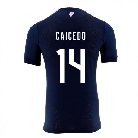 Kandiny Enfant Maillot Équateur Carina Caicedo #14 Bleu Marine Tenues Extérieur 22-24 T-shirt