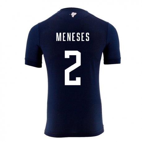Kandiny Enfant Maillot Équateur Randy Meneses #2 Bleu Marine Tenues Extérieur 22-24 T-shirt
