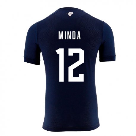 Kandiny Enfant Maillot Équateur Ethan Minda #12 Bleu Marine Tenues Extérieur 22-24 T-shirt