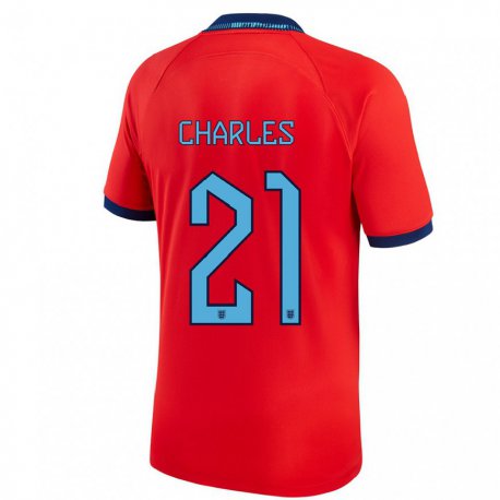 Kandiny Enfant Maillot Angleterre Niamh Charles #21 Rouge Tenues Extérieur 22-24 T-shirt