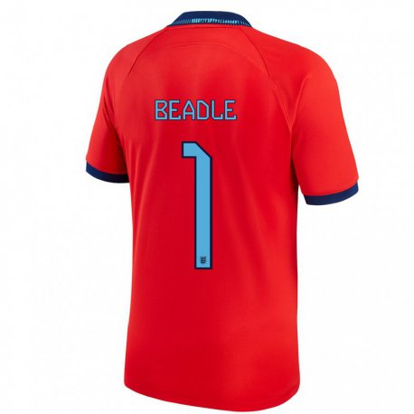 Kandiny Enfant Maillot Angleterre James Beadle #1 Rouge Tenues Extérieur 22-24 T-shirt