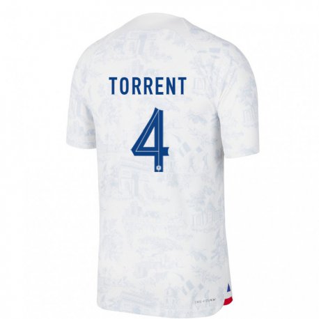 Kandiny Enfant Maillot France Marion Torrent #4 Blanc Bleu  Tenues Extérieur 22-24 T-shirt