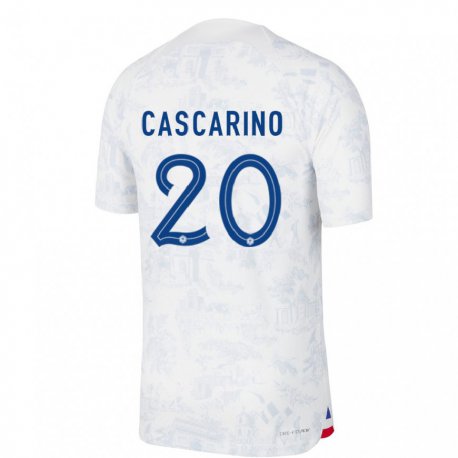 Kandiny Enfant Maillot France Delphine Cascarino #20 Blanc Bleu  Tenues Extérieur 22-24 T-shirt