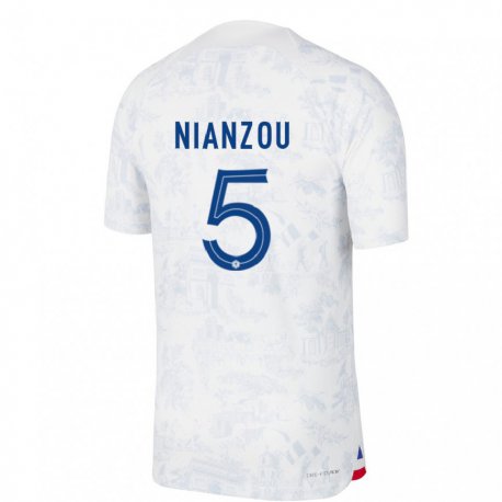 Kandiny Enfant Maillot France Tanguy Nianzou #5 Blanc Bleu  Tenues Extérieur 22-24 T-shirt