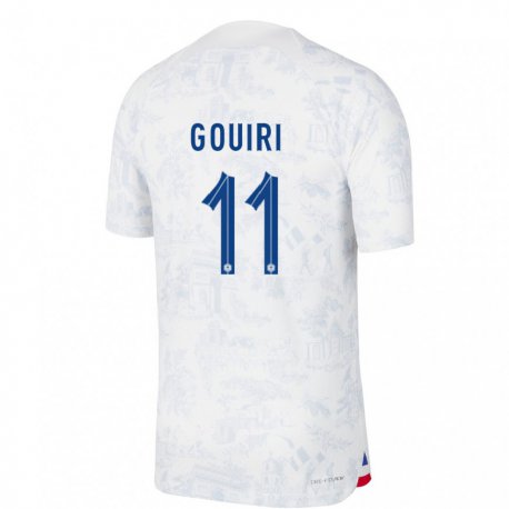 Kandiny Enfant Maillot France Amine Gouiri #11 Blanc Bleu  Tenues Extérieur 22-24 T-shirt