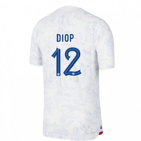 Kandiny Enfant Maillot France Sofiane Diop #12 Blanc Bleu  Tenues Extérieur 22-24 T-shirt