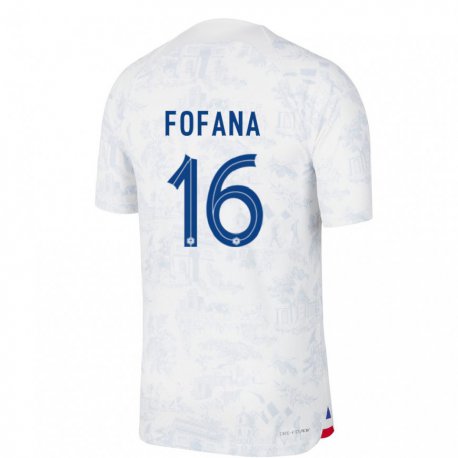 Kandiny Enfant Maillot France Yahia Fofana #16 Blanc Bleu  Tenues Extérieur 22-24 T-shirt