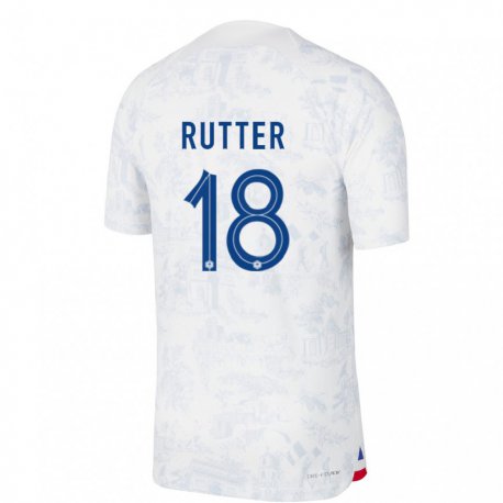 Kandiny Enfant Maillot France Georginio Rutter #18 Blanc Bleu  Tenues Extérieur 22-24 T-shirt
