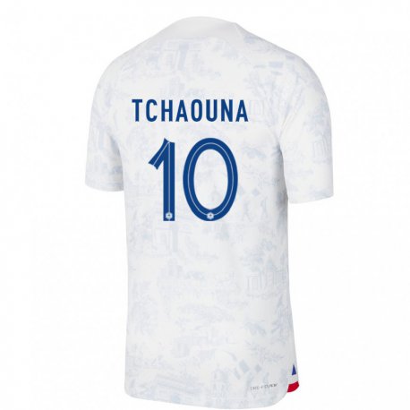 Kandiny Enfant Maillot France Loum Tchaouna #10 Blanc Bleu  Tenues Extérieur 22-24 T-shirt