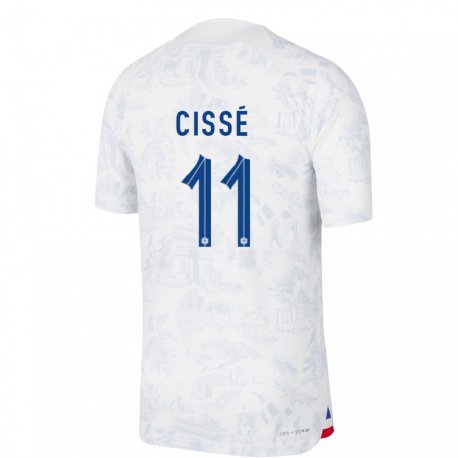 Kandiny Enfant Maillot France Lamine Cisse #11 Blanc Bleu  Tenues Extérieur 22-24 T-shirt