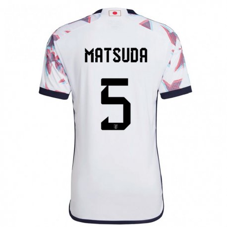 Kandiny Enfant Maillot Japon Hayate Matsuda #5 Blanc Tenues Extérieur 22-24 T-shirt