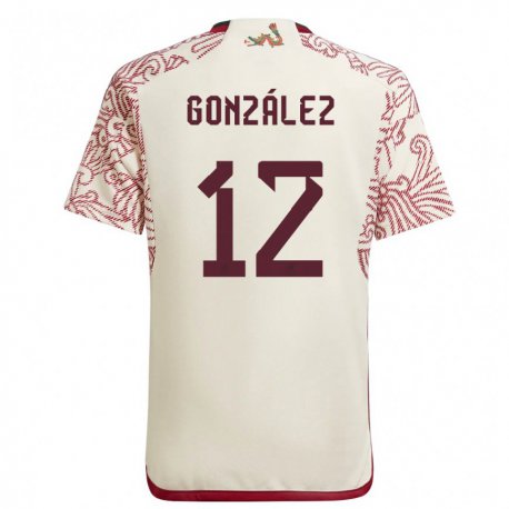 Kandiny Enfant Maillot Mexique Itzel Gonzalez #12 Merveille Blanc Rouge Tenues Extérieur 22-24 T-shirt