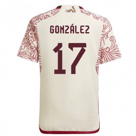 Kandiny Enfant Maillot Mexique Alison Gonzalez #17 Merveille Blanc Rouge Tenues Extérieur 22-24 T-shirt
