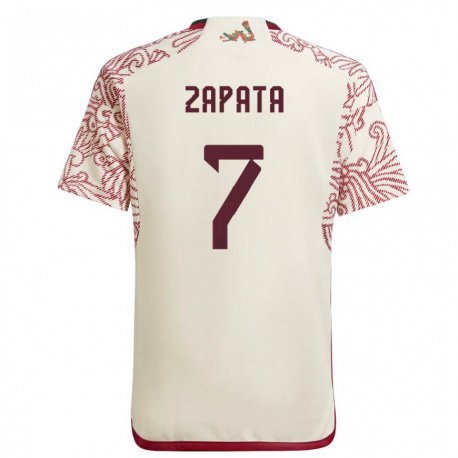 Kandiny Enfant Maillot Mexique Angel Zapata #7 Merveille Blanc Rouge Tenues Extérieur 22-24 T-shirt