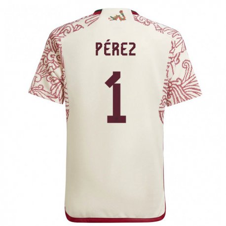 Kandiny Enfant Maillot Mexique Emiliano Perez #1 Merveille Blanc Rouge Tenues Extérieur 22-24 T-shirt